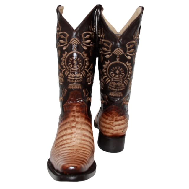 Men's Genuine Leather Pointed Square Toe Crocodile Alligator Print Dress Cowboy Boot2