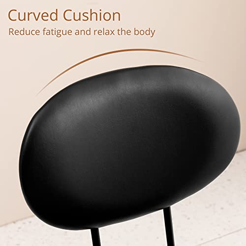 Lue Bona Centiar Leather Indoor Dining Chair Set Of 4, Backrest With Metal Legs,Modern Mid-Century Industrial Upholstered Square Seat Chairs Suitable For Home,Bistro Coffee Shops,18",Black Leather #TOP5