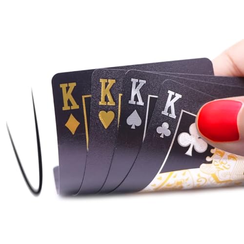 Spielkarten,1 Stück Playing Cards Kartendeck Pokerkarten Schwarze Kunststoff Poker Karten Wasserdichte Pokerkarten Card, für Familien Kartenspiel Party,Schwarz Rose – Bild 6