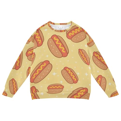 JUNZAN Hot Dog Bun Yellow Big Girls Hoodie Sweatshirt Fleece Outerwear for Kids Party 4T