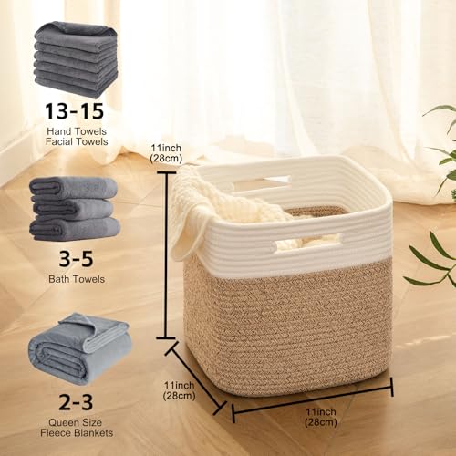 Sixdove Storage Cubes 11 Inch Cotton Rope Woven Baskets For Organizing thumb #2