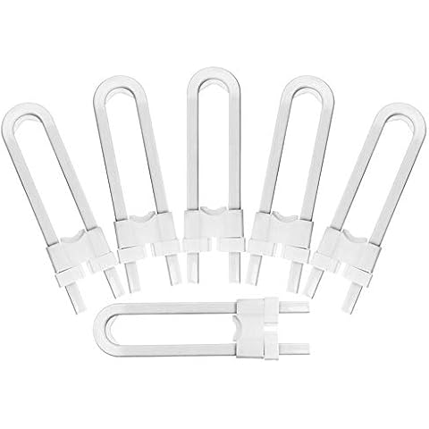 Sliding Cabinet Lock, Child Proof Locks for Cabinet Doors, Baby Safety U Shape Locks Latch for Cupboard Kitchen Bathroom Storage Doors Knobs and Handles (6 Pack) Cover