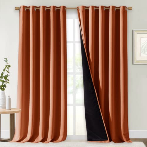 Image of NICETOWN Full Shading Curtains for Windows, Super Heavy-Duty Black Lined Blackout Curtains for Bedroom, Privacy Assured Window Treatment (Burnt Orange, Pack of 2, 70 inches W x 95 inches L)
