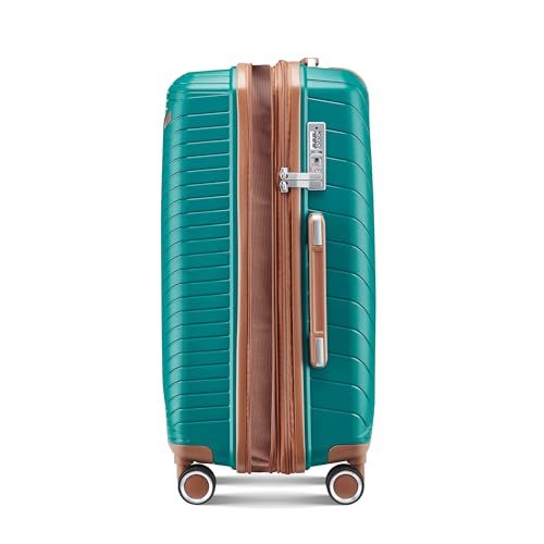 Generic Luggage set 4 pieces(14 ""/20"" /24 ""/28 ""), expandable lightweight luggage with 4 dual 360-degree silent universal wheels, PP material, durable TSA locked travel luggage. (Coral Green)3