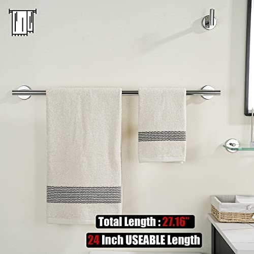 Jqk TB110L24-CH Chrome Towel Bar, 24 Inch 304 Stainless Steel Thicken 0.8Mm Towel Rack Bathroom thumb #2