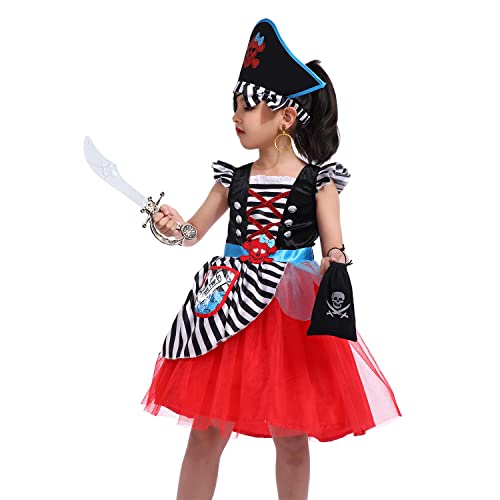 Sincere Party Girls Deluxe Pirate Princess Dress with Hat,Plastic Accessories 7-8years, Bucaneer Princess Dress With Props, 7-8 Years - Image 3