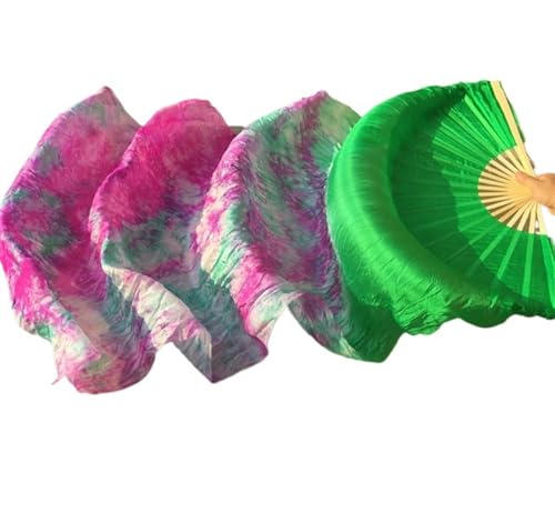 YZWHKJ Abanico Seda Danza del Vientre Velo Abanico para Danza del Vientre Teñido Lazo Degradado,150/180cm/210 Ventiladores Largos para Práctica Bailarina,Puesta Escena(04,120cm(7 Inch))