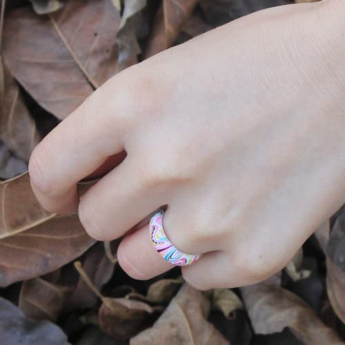 3Pack Silicone Ring Women Classic Elements Rubber Wedding Bands Printed Groove Life Stackable Silicone Finger Rings Durable Comfortable Breathable Safe (Multi Colors,8) #TOP4