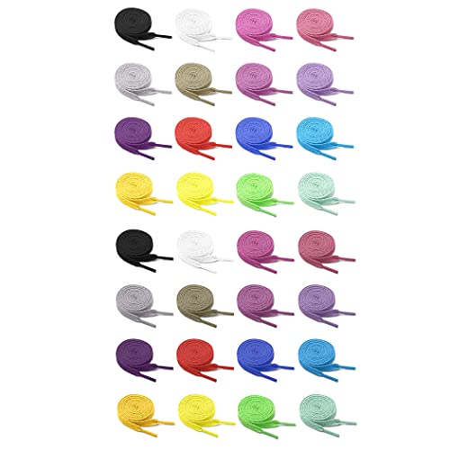 Image of PANGAEA [64 Laces Pack 32 Colors 32 Pair Multi-Color Pack Flat Colored Laces Strings for Sneakers Skates Sport Shoes Boots