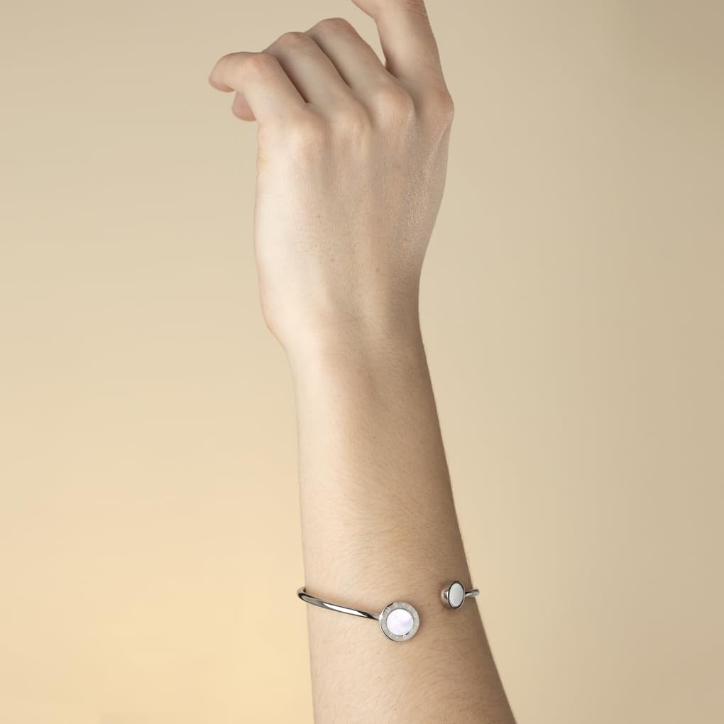 Lotus LS1837-2/1 - Pulsera de acero inoxidable con círculo para mujer, brazalete plateado, un bonito regalo para Navidad, cumpleaños, día de San Valentín para la mujer