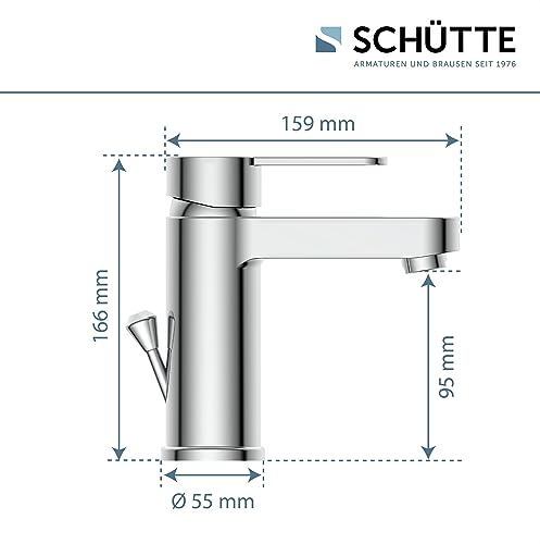SchüTte Elephant Miscelatore Per Lavabo, Elegante Miscelatore Con Rubinetto Di Scarico Per Bagno, Rubinetto Per Bagno Con Scarico A Scomparsa, Rubinetto Per Bagno Lavabo Cromo, 34210 - 5
