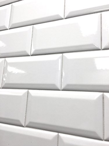 3x6 White Glossy Beveled Ceramic Tile