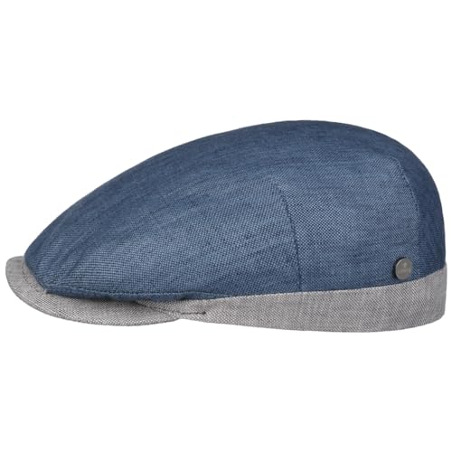 Lierys Twotone Contrast Linen Flat Cap Men Blue 7