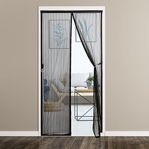 XXCC Fliegengitter Magnet 125X240cm Fliegengitter tür fliegennetz Rahmen tür ohne Balkon Magnet fliegengitter Schlafzimmer, Schwarz Cover