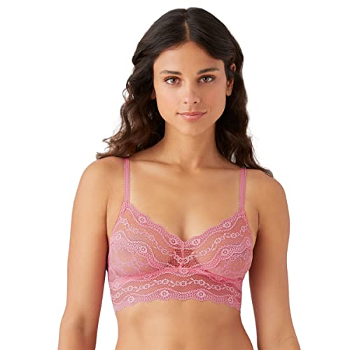 Image of b.tempt'd by Wacoal Women's Lace Kiss Sheer Unlined Wire Free Bralette, 910182, Sea Pink, X-Large