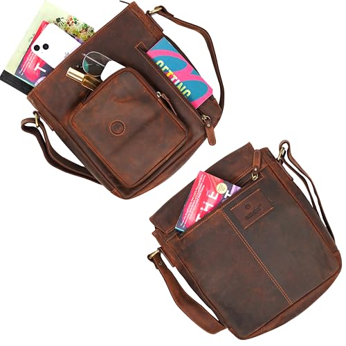 Vintage Leather Messenger Sling Bag – Premium Crossbody Satchel with Curved Flap, Zipper Closure, Adjustable Strap – Stylish Travel & Work Bag for Men & Women4