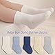QIYIENDIAN 5 Paare Kleinkind Crew Socken weiche Baumwolle Socken elastische Baby solide Farben für Kinder Jungen Mädchen（Blue,3-5Y