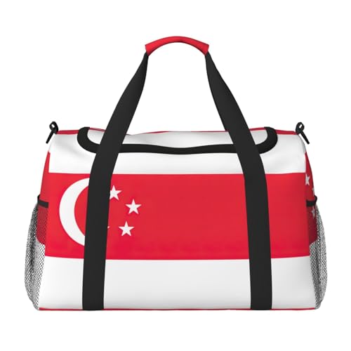 Sacs de voyage femme imprimé Singapour grand sac week-end noir cabine
