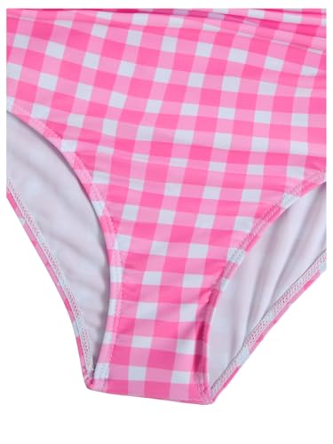 Image of Floerns Girl's Gingham Print Ruched Cut Out Knot Front One Piece Swimsuit