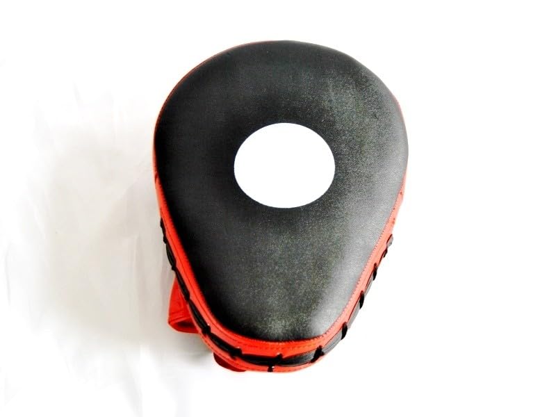 Handpratze Profi - Echtleder - gekrümmte Form - rot-schwarz - Boxen, Kickboxen, Karate