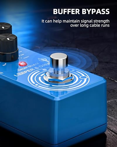 Image of LEKATO Looper Guitar Pedal Drum Machine, 2 in 1 Drum Looper Pedal, 6 Min Loop Time, 8 Drum Grooves, Real Drum Samples with Tap Tempo, Unlimited Overdubs Undo /Redo, Support Import /Export