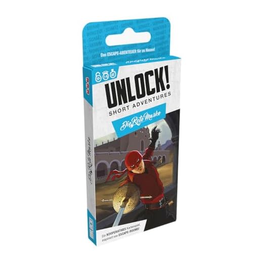 Space Cowboys, Unlock! Short Adventures – La Máscara Roja, Juego Familiar, Rompecabezas, 1-6 Jugadores, a Partir de 10 años, 45 Minutos, alemán