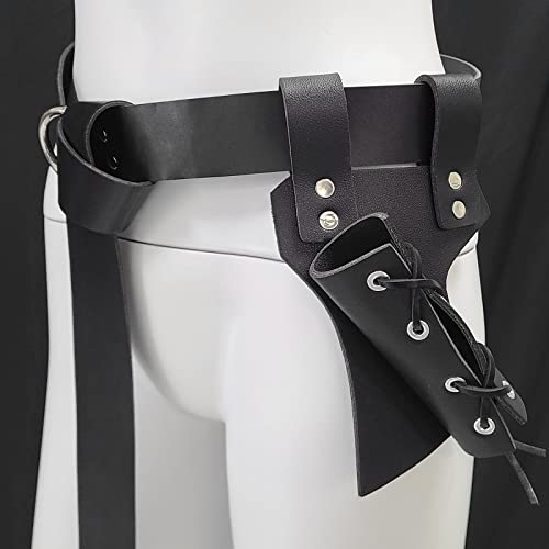 MYAYD PU Leather Medieval Retro Viking Renaissance Belt Sword Holder Holster Shield-shaped Hanging bag Accessory4