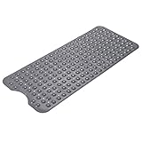 AmazerBath Bath Tub Mat, Larger Suction Cups Bath Mats with Strong Grip, Safe TPE Material, Machine Washable, Non-Slip Shower Mats for Bathroom, 39 x 16 Inches (Grey)