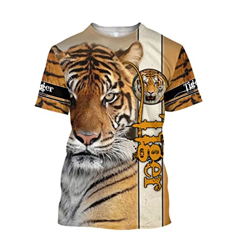 T-shirt Harajuku tigre 3D manches courtes avec motif imprimé masculin