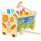 NUKied Montessori Marteau en Bois Jouet - Petits Jouet éducatif Apprentissage pour Les Enfants,Jeux en Bois Bebe 1 an avec Jouet à Marteler
