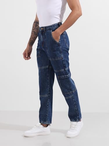 Image of The Indian Garage Co Men's Regular Tapered Fit Mid-Rise Cotton Jeans
