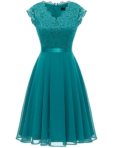 Dressystar Spitzen Cocktailkeid Elegant für Hochzeit Knielang Festlich...