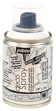 Pébéo - decoSpray - Acrylic Spray Paint - for Interior and Exterior Multi Substrate Decoration - Water Based, Low Odour - 100 ml - Glossy Finish - White Colour