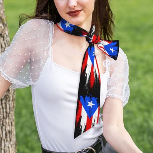 Puerto Rico Flag Abstract Art Women'S Luxury Satin Silk Scarf for Hair Neck Purse - Soft Lightweight Sun Protection Bandana Accessory with Glossy Finish for Summer Handbag Decoration2