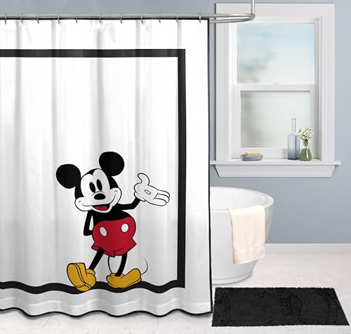 Disney Mickey Mouse Cortina de ducha 178 x 182 cm, tela blanca decoración de baño