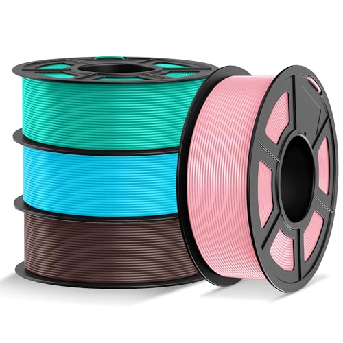 Image of TECBEARS PLA Plus Filament 1.75mm Bundle, PLA+ 3D Printer Filament 4kg, Dimensional Accuracy + /- 0.02 mm, 4 Pack 1kg Spool(Mint Green, Sky Blue, Chocolate, Sakura Pink)