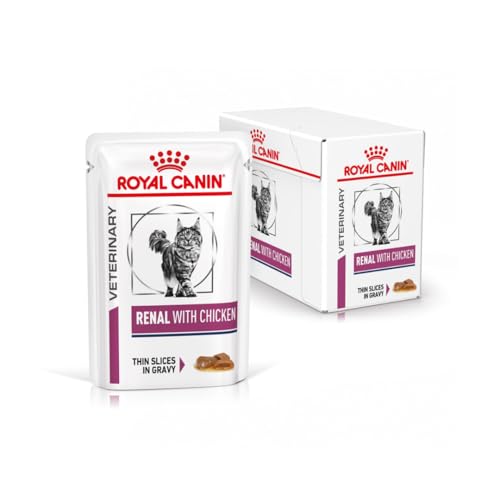 Royal Canin Veterinary Renal Chicken | 12 x 85 g | Aliment complet diététique pour chats adultes | Pour le soutien en cas de problèmes rénaux | En sachet...