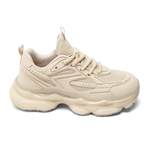 Image of YCMM Casual Athletic Walking Shoes for Men Lace-Up Chunky Platform Dad Sneakers Breathable Mesh Comfortable Non-Slip Work Workout Shoes