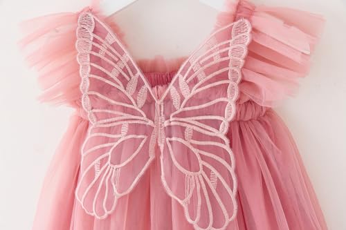 Toddler Girls Tulle Tutu Dress Flower Girls Butterfly Print Sundress Size 6M-5T3