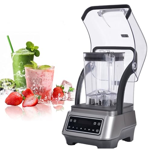 Licuadora Comercial Con Cubierta Insonorizada, Batidora De Smoothies Silenciosa De 2.5l Con Control De 4 Velocidades Y Temporizador, Batidora De Pie Automática 23000rpm, Licuadora De Alto Rendimie 2L