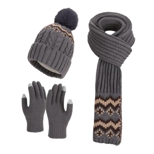 Gorro de invierno para mujer, guantes de punto cálido – Calentador de manos grueso a prueba de frío para festivales al aire libre, caminar, diario, nieve, esquí, viajes, viajes, clima frío, gris