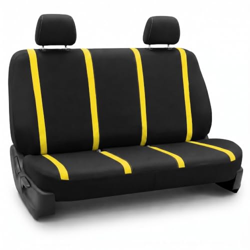 Image of FH Group Car Seat Covers Rear Set Cloth - Car Seat Covers with Removable Headrest,Universal Fit,Automotive SeatCovers,Washable Car SeatCover for SUV,Sedan,Van Yellow