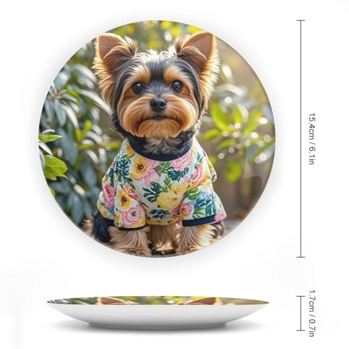 Plato decorativo Yorkie Floral Bone China 6 pulgadas miniatura 2