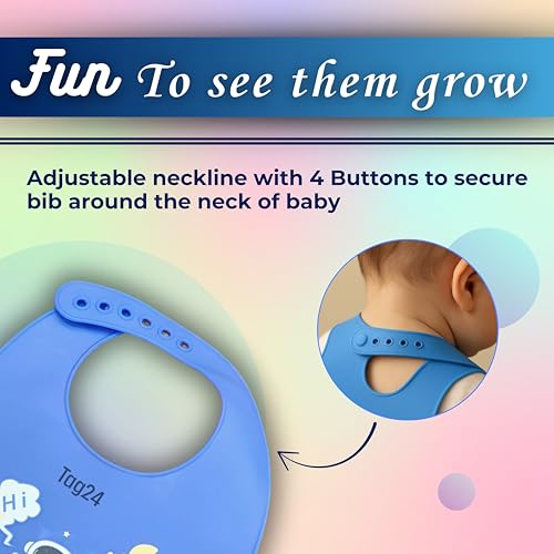 Image of Baby Bib for Feeding and Weaning Babies and Toddlers | Waterproof, Washable, Reusable | Adjustable Neckline with Buttons | Easy to Clean and Non-Messy Design