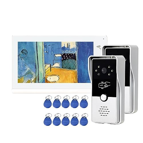 Interphone de porte vidéo blanc avec écran 7 pouces et déverrouillage RFID extérieur étanche - 2