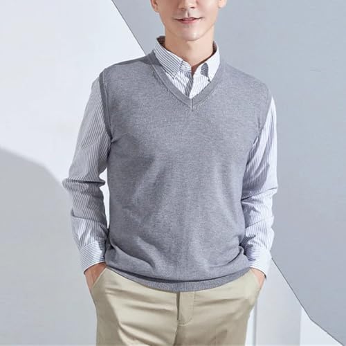 Men’S Loose Fit V-Neck Knitted Sweater Vest Soft Cashmere Wool Blend Casual Solid Color Pullover Tank Top4