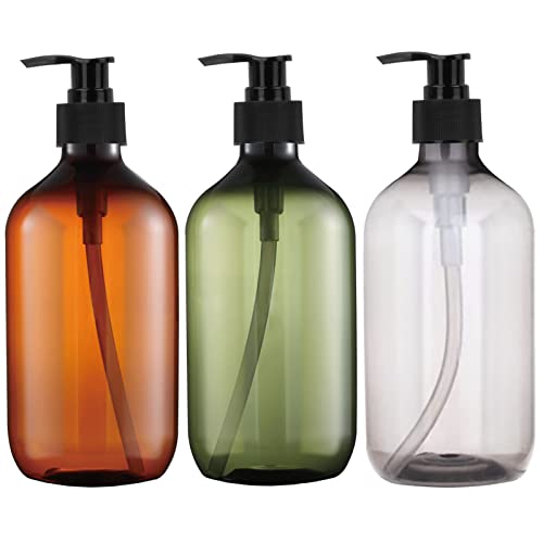 Pinsheng 3 Pièces Flacon à Pompe Vide 500ml, Bouteille de Shampooing Distributeur de Lotion Savon Flacon Vide Rechargeable Bouteille de Gel Douche