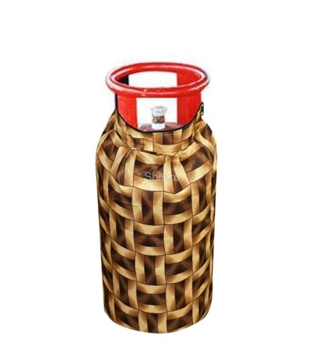 Image of Woah Cotton DustProof and Dustproof LPG Gas Cylinder Cover| Top Design Stain| Dust| DustProof PVC LPG Gas Cylinder Cover, Polyester Gas Tank Cover Fits StandardG (Pack of 1, Golden Border)