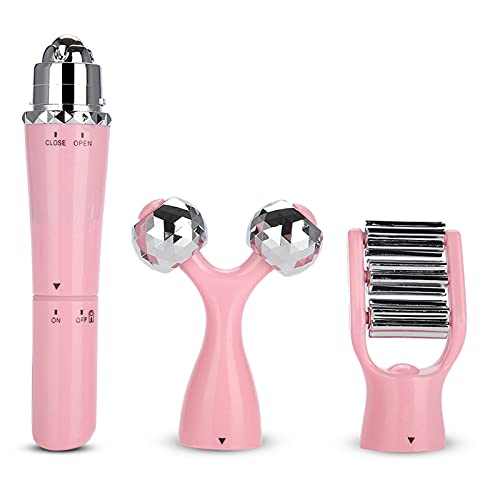 MYCZ Facial Roller, 3In1 3D Roller Massager Electric Face Lifting Body Slimming Tightening Skin, Noiseless, Depuffs and Reduces Wrinkles, for Face, Eyes, Body Massage,C