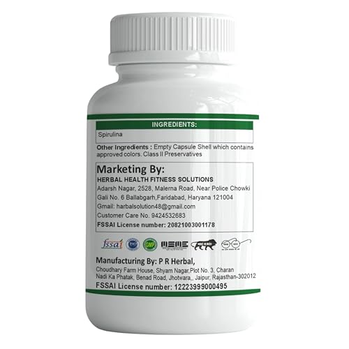 Image of Organic Spirulina 800mg Capsules, Nature Superfood, Rich in Protein, Vitamins & Minerals, Herbal Supplement (120 Capsules)